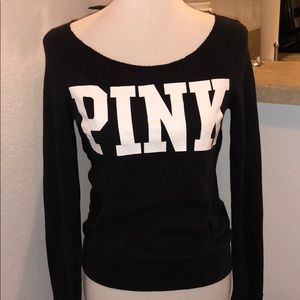 👕✨ PINK Sweatshirt - Black, lightweight, Size XS